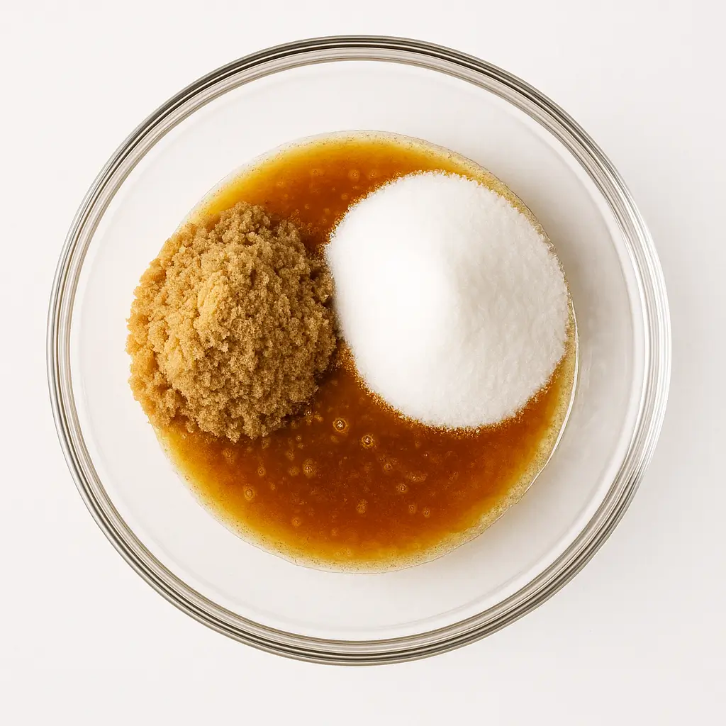 Gluten free browned butter chocolate chip cookies ingredients flour sugar and butter in a bowl